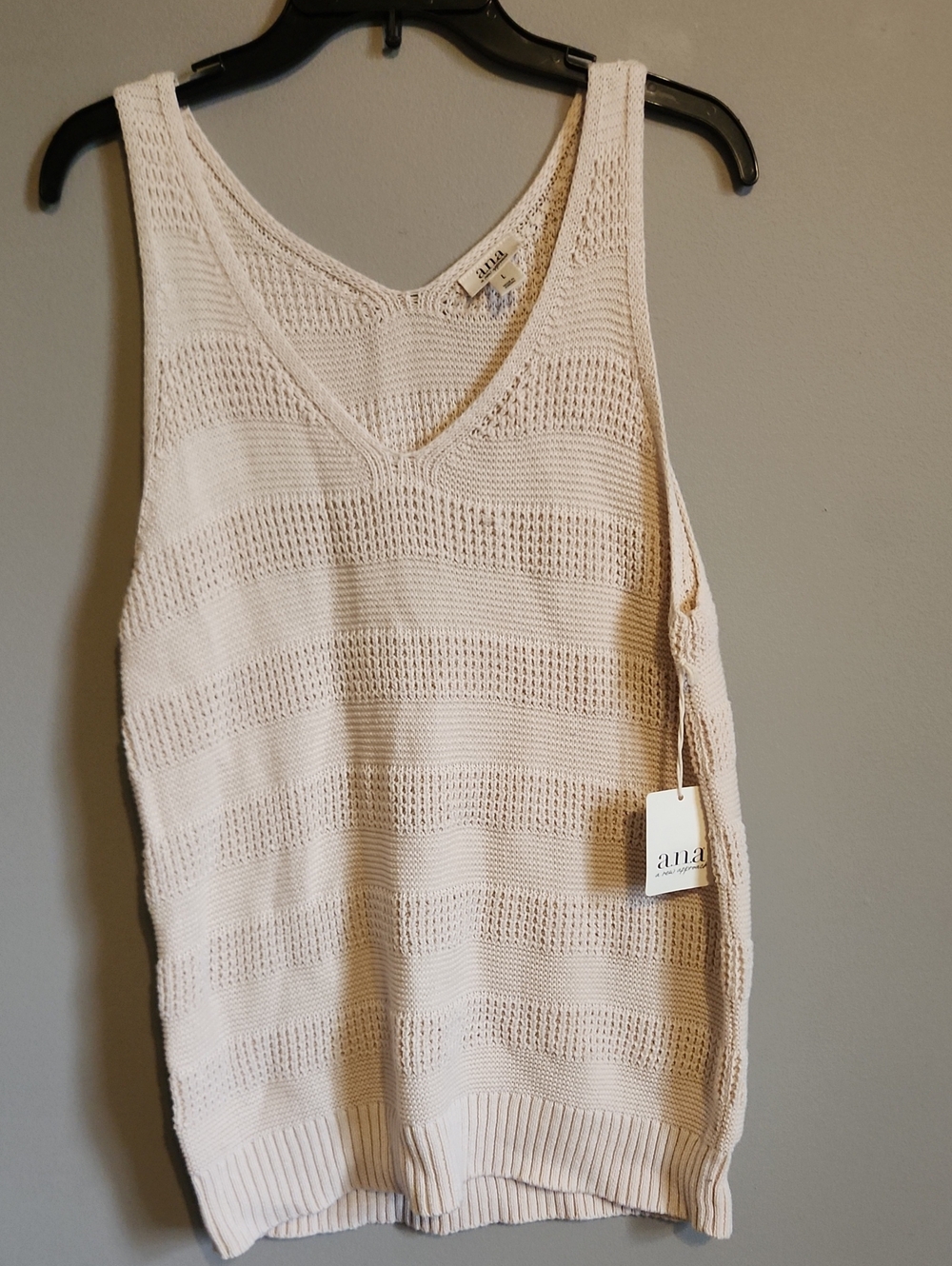 a.n.a Cream Open-Knit V-Neck Sleeveless Sweater